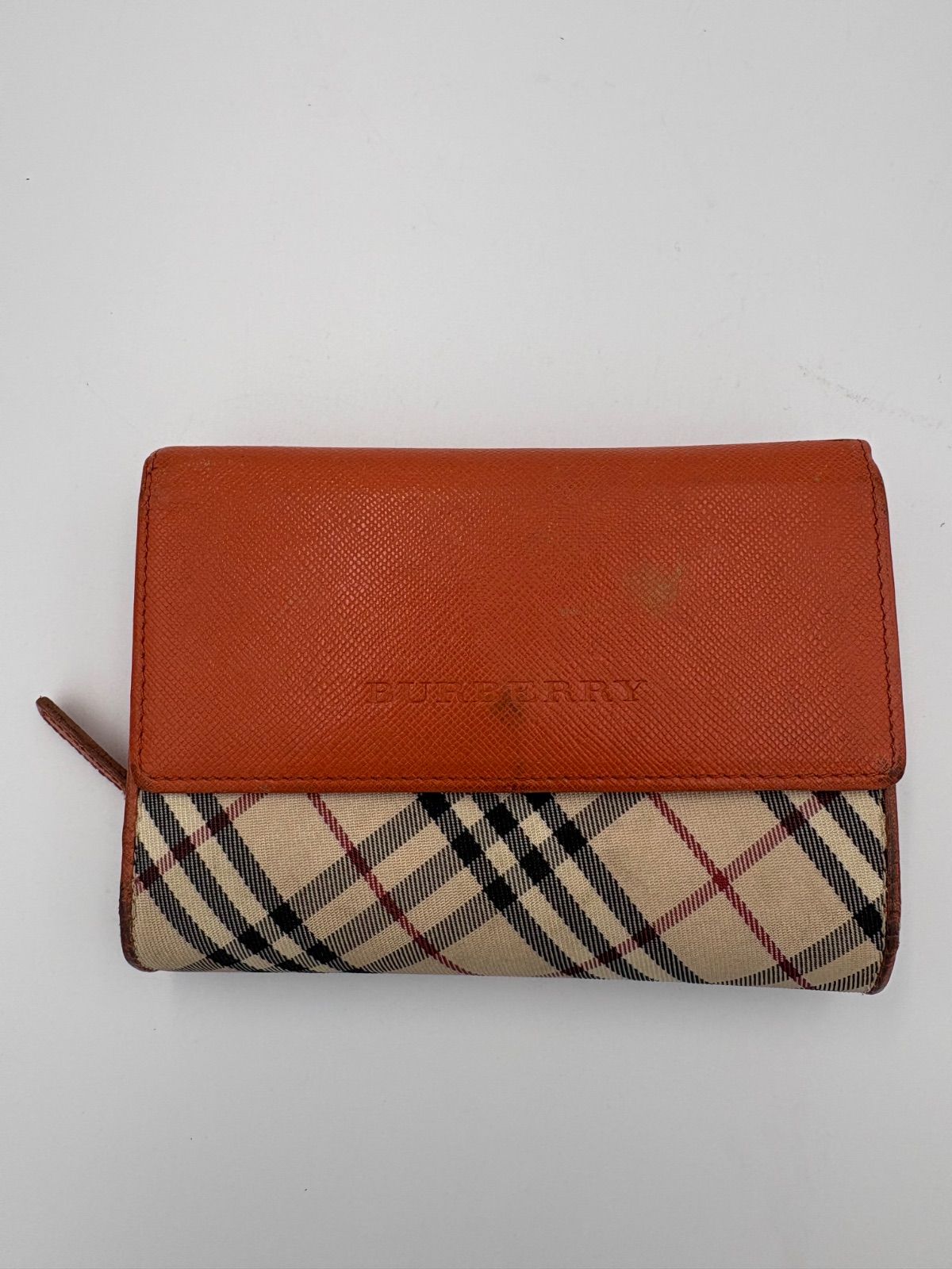 □ BURBERRY バーバリー 3つ折り財布 ノバチェック レザー×キャンバス