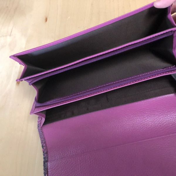201 紫 本革 ダイヤモンドパイソン 長財布 フラップ ヴァイオレット 