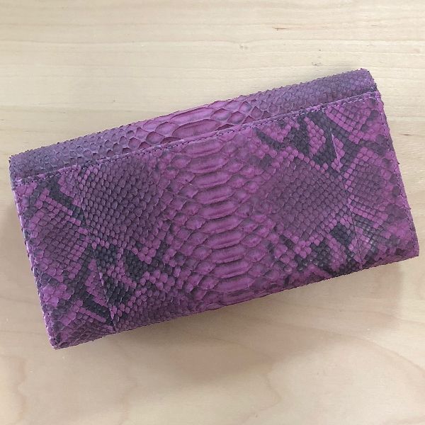 201 紫 本革 ダイヤモンドパイソン 長財布 フラップ ヴァイオレット