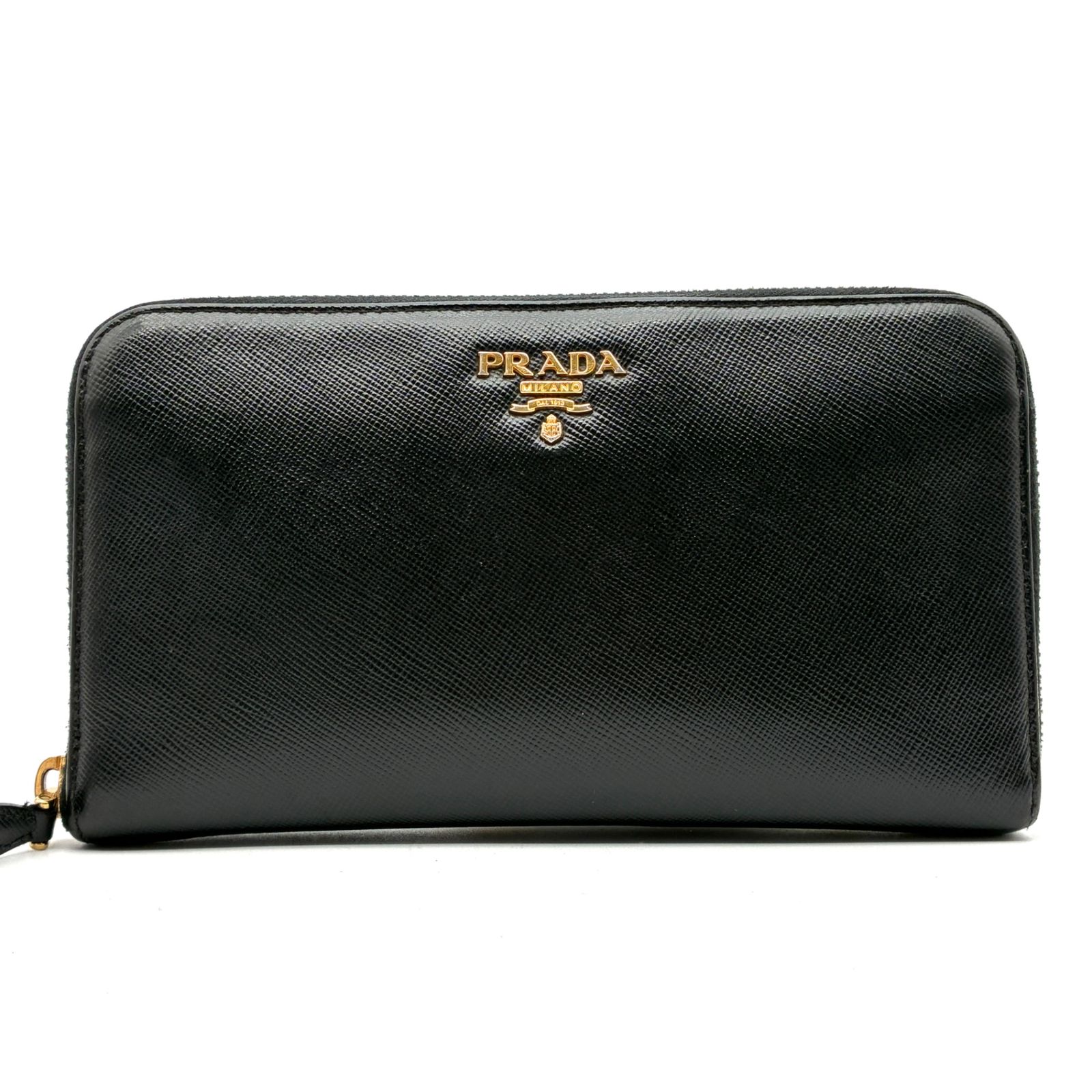 美品 PRADA プラダ 長財布 サフィアーノレザー ラウンドジップ