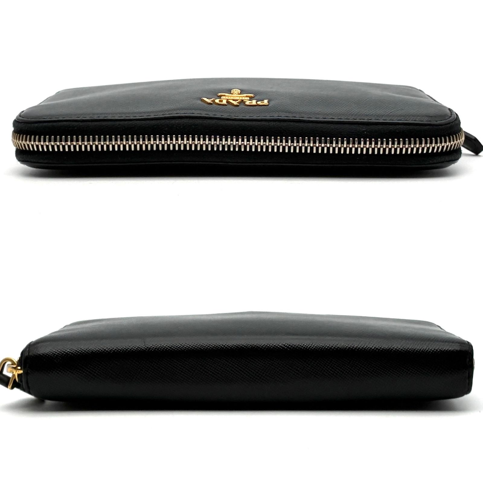 美品 PRADA プラダ 長財布 サフィアーノレザー ラウンドジップ