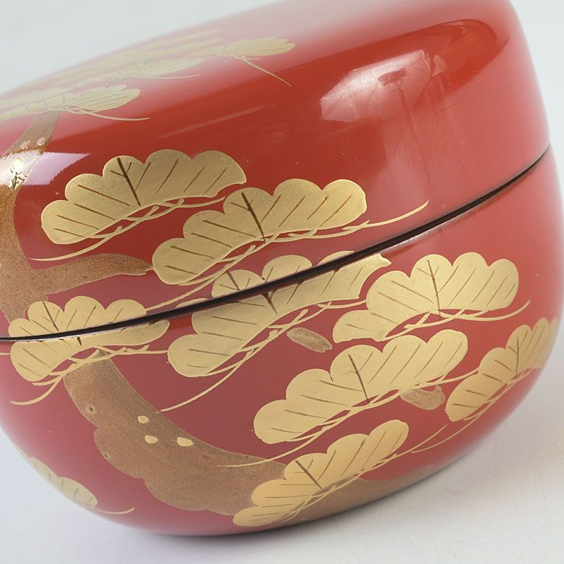 茶道具 越前塗 宮田宗景作 朱塗 松蒔絵 棗 共箱 V S582 - メルカリ