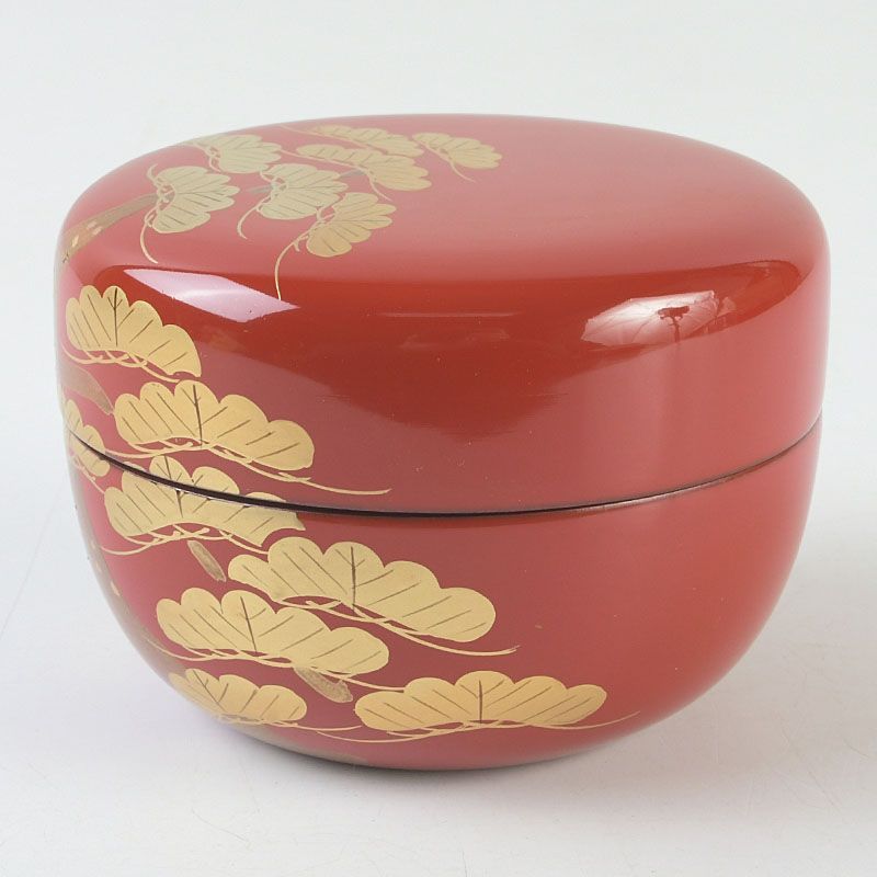 茶道具 蒔絵 上棗 光雲作 朱色 茶道具 蒔絵 上棗 光雲作 朱色