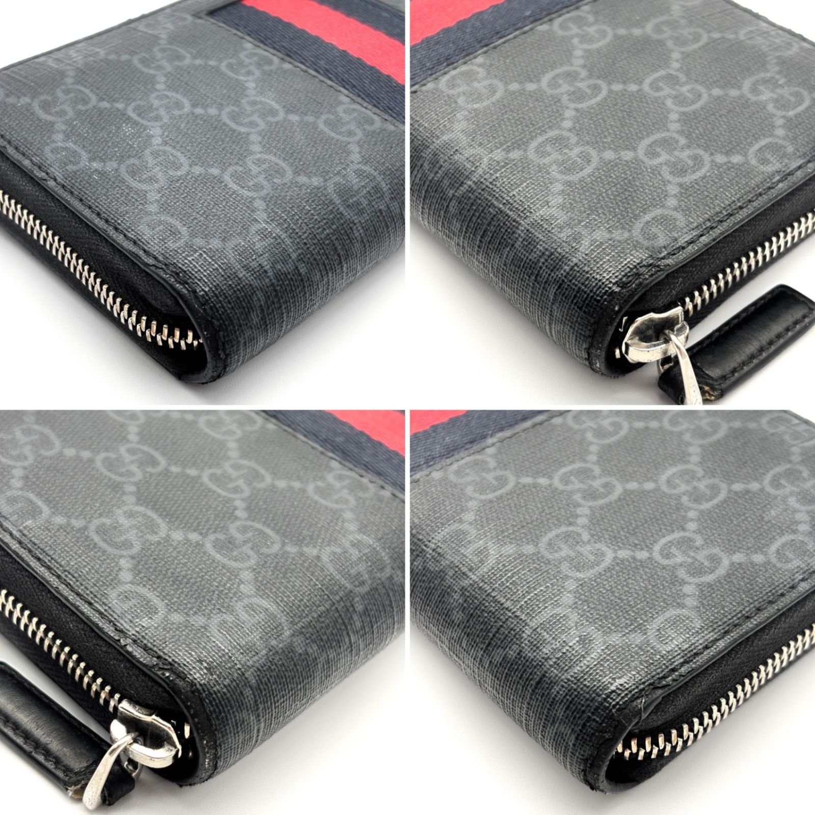 美品 GUCCI グッチ 長財布 ジップアラウンドウォレット シェリーライン