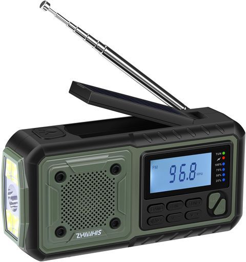 ZHIWHIS防災ラジオ5000mAh短波/FM/AM/ワイドFM対応懐中電灯ソーラー