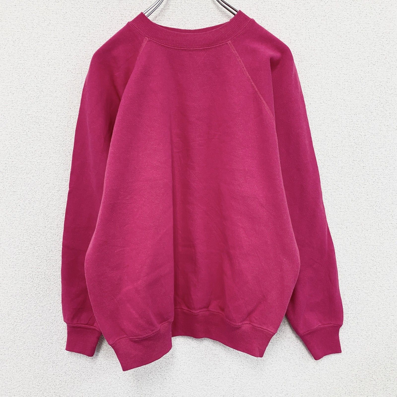 【3点以上まとめ買いで20％OFF】古着 used　80s～　Hanes Her Way　ヘインズハーウェイ　スウェット/トレーナー　ラグランスリーブ　ピンク　Lサイズ