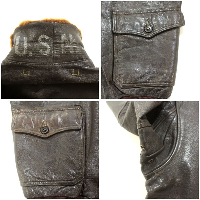 50s vintage U.S.NAVY MIL-J-7823 G-1 レザー フライト ミリタリー 