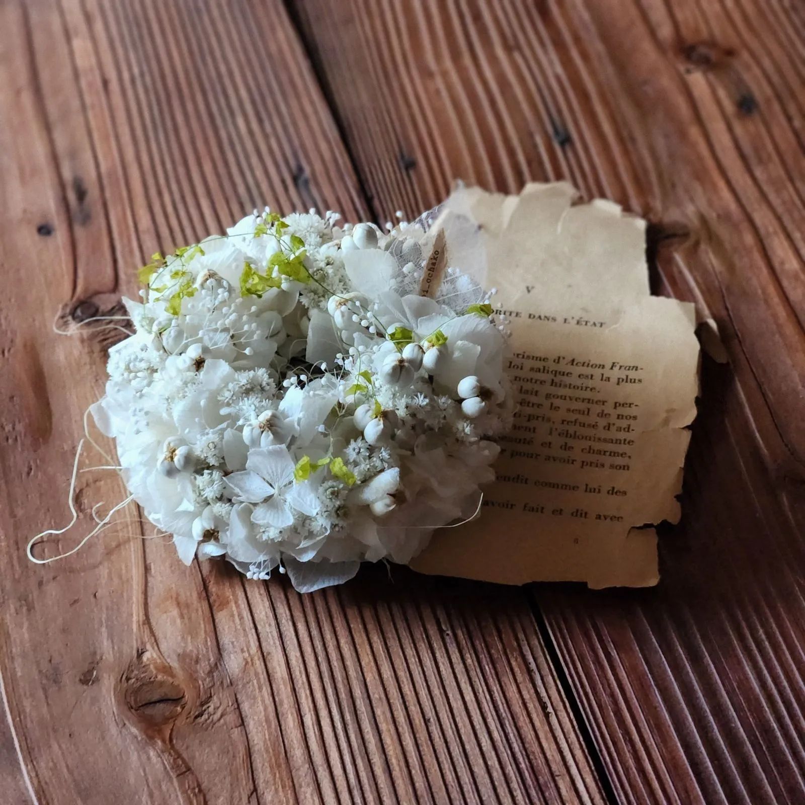 №136 紫陽花 アジサイ ミニリース ホワイトインテリア シャビーシック