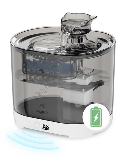 HAPUP猫水飲み器コードレス猫給水器2.2L循環式静音型自動給水器猫用センサー動作検知無制限置き場所5000mAh電池内蔵2つの給水モード多重濾過スマートポンプ活性炭フィルター3枚付 5,743円