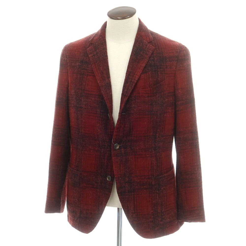 【中古】ボリオリ BOGLIOLI K.JACKET ウールアルパカナイロン チェック 3B カジュアルジャケット レッド【サイズ52】【メンズ】 中古】ボリオリ BOGLIOLI K.JACKET ウールアルパカナイロン チェック