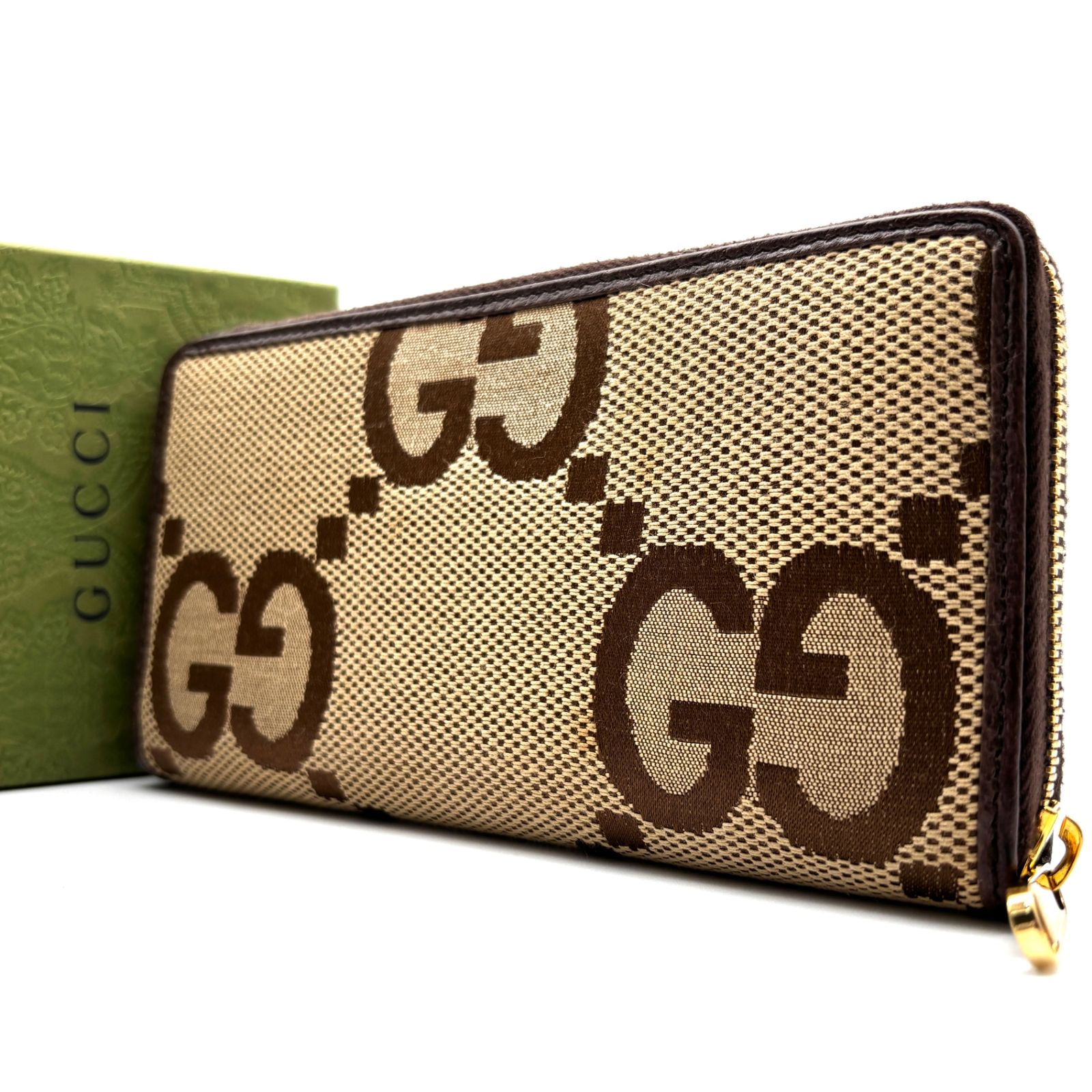 未使用に近い 近代モデル GUCCI グッチ 長財布 ジャンボGG ラウンド