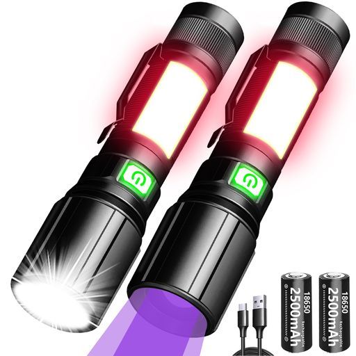 懐中電灯 REHKITTZ懐中電灯超高輝度1600ルーメンフラッシュライト3in1(赤、白