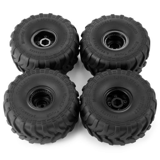 TRZX4個1/24AxialSCX24RCクローラーカー用ゴムRCカータイヤ&ホイール