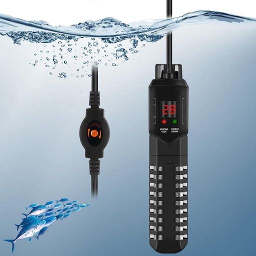 ZHHMl水槽ヒーターオートヒーターLEDディスプレー15-34°C温度調節安全カバー付き熱帯魚用ヒーター縦横設置淡水海水両用金魚メダカアクアリウム(200W)