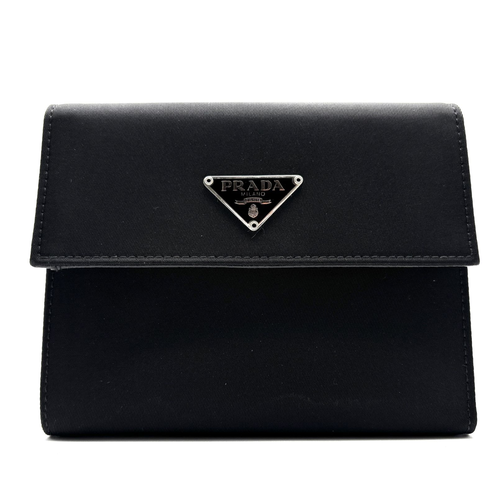 未使用保管品 PRADA プラダ 三つ折り財布 三角ロゴプレート テスート