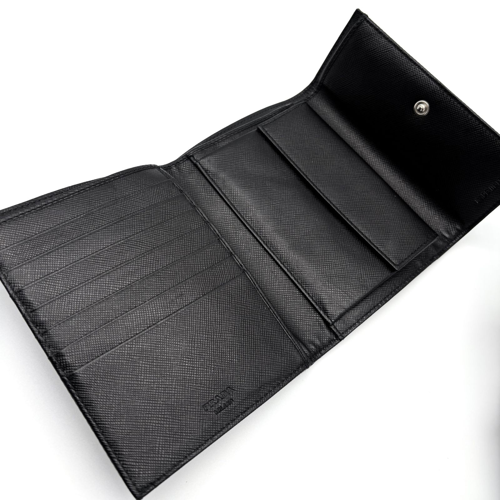 ☆PRADA☆ 二つ折り財布 SAFFIANO TRIANGLE 三角ロゴ ブラック (PRADA 