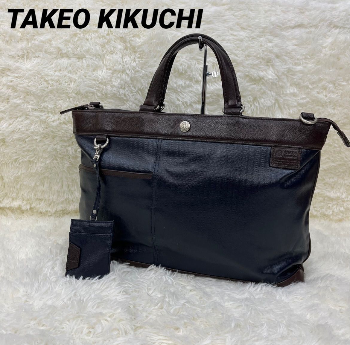 TAKEO KIKUCHI ネイビービジネスバッグ 2way TAKEO KIKUCHI タケオ キクチ ビジネスバッグ 2way ネイビー ブラウン