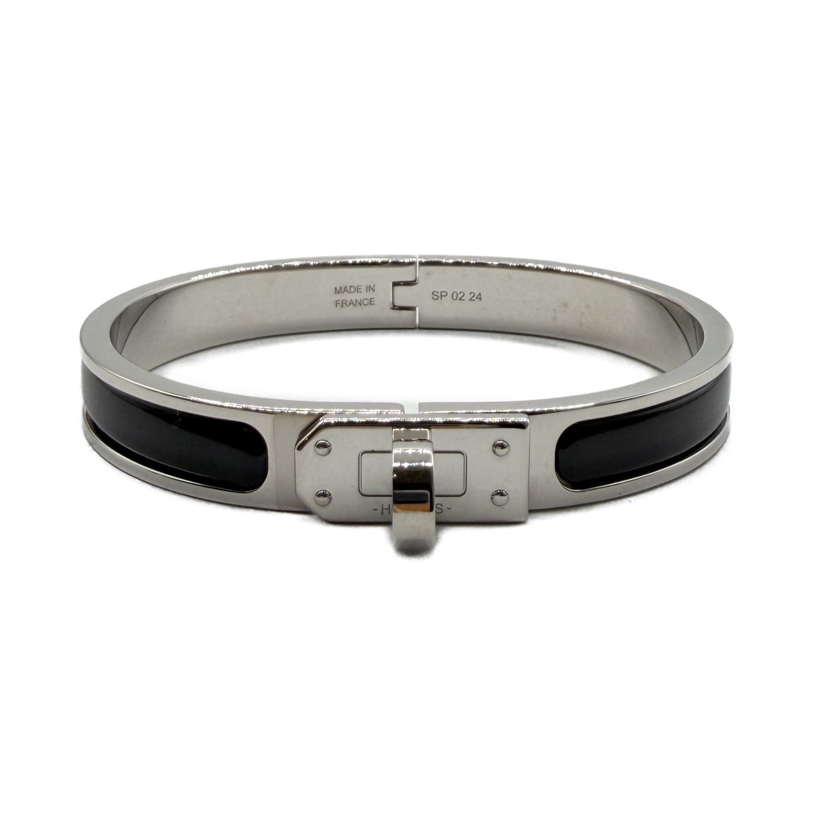 エルメス(HERMES) ミニ クリック ケリー ブレスレット 黒 シルバー金具