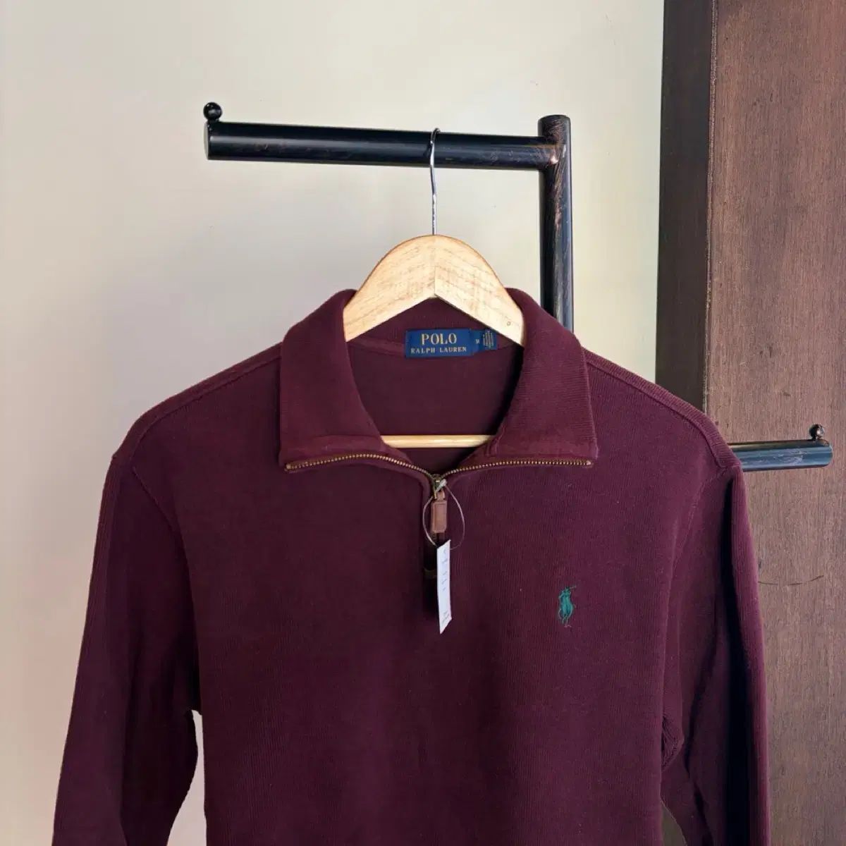 15758 - ポロ ラルフローレン バーガンディ ハーフジップ ニット