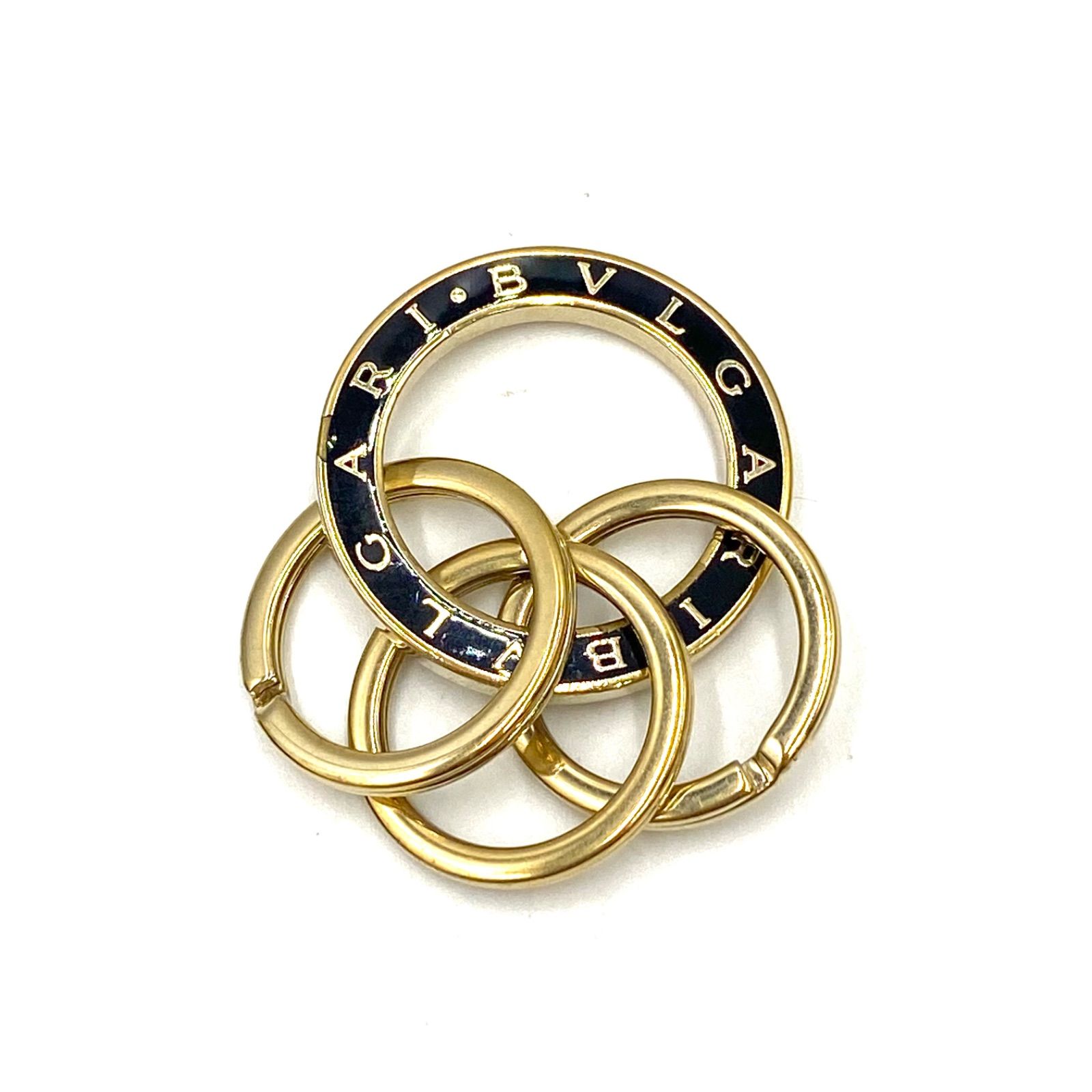 BVLGARI 3連キーリング　ブラック×ゴールド BVLGARI ブルガリ キーホルダー キーリング キーチャーム 3連 ゴールド