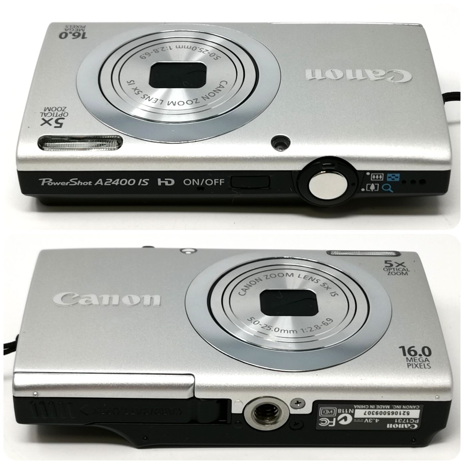 キャノン power shot A2400 デジカメ PC1731 動作確認済み シルバー