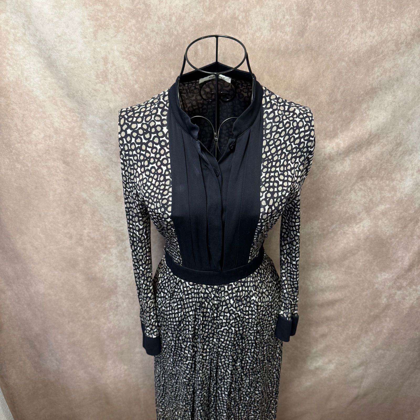 ✨Max Mara マックスマーラ 総柄 ロングワンピース 40 ブラック