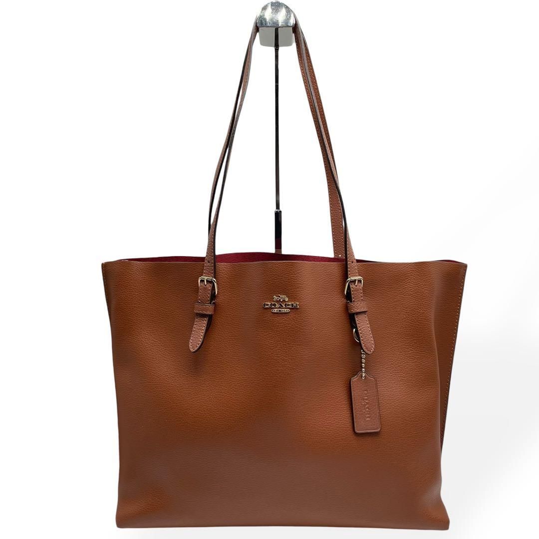極美品 COACH コーチ モリー トートバッグ レザー シボ革 茶 A4可