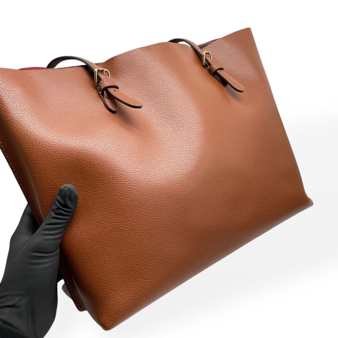 極美品 COACH コーチ モリー トートバッグ レザー シボ革 茶 A4可