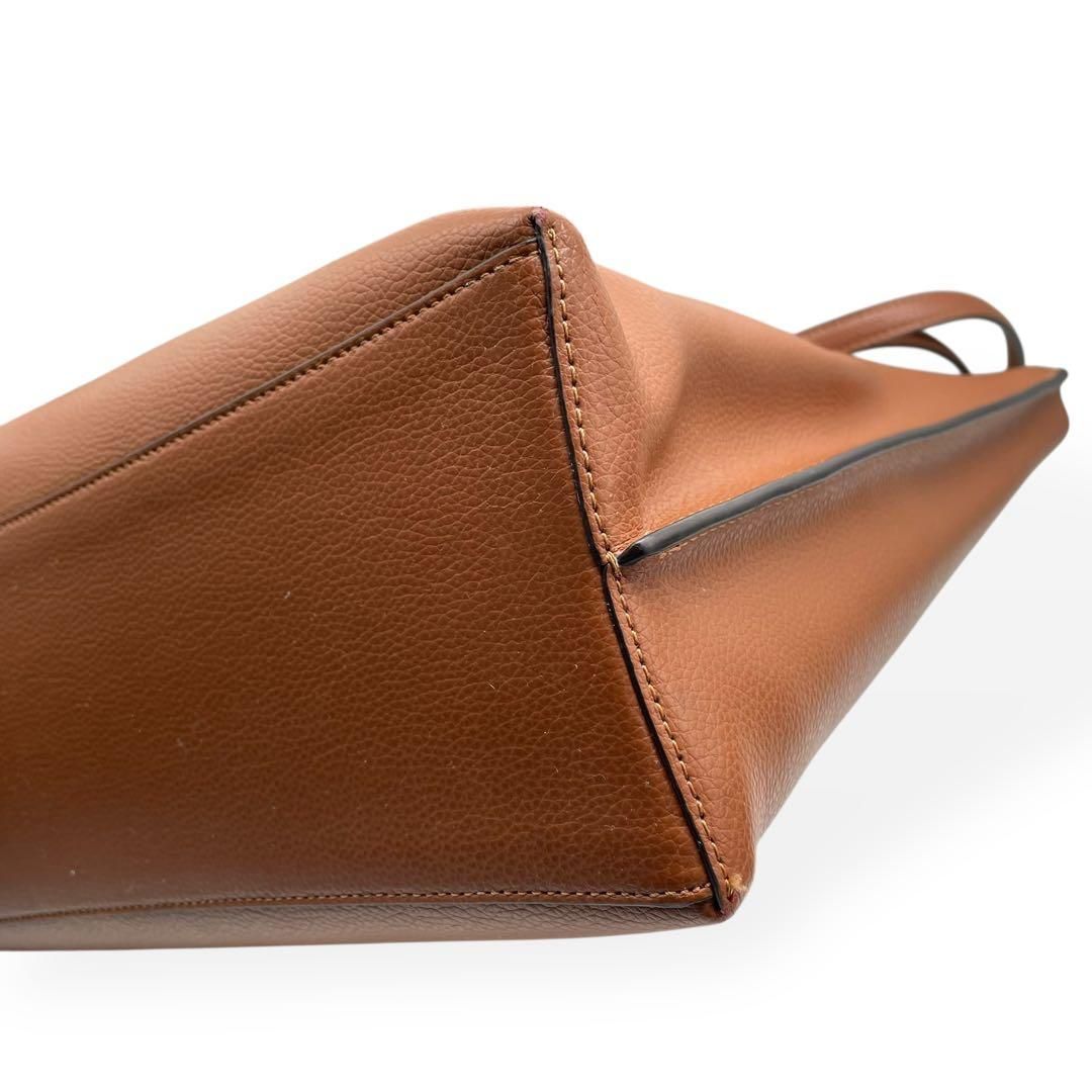 極美品 COACH コーチ モリー トートバッグ レザー シボ革 茶 A4可