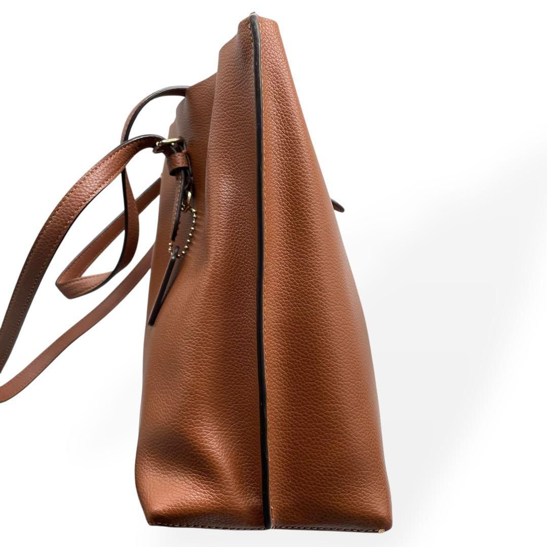 極美品 COACH コーチ モリー トートバッグ レザー シボ革 茶 A4可