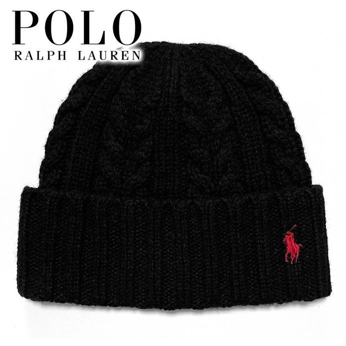 メンズ レディース ニットキャップ ブラック Polo Ralph Lauren ポロ ラルフローレン ラルフローレンワンポイントポニー刺繍ニットキャップ po 504
