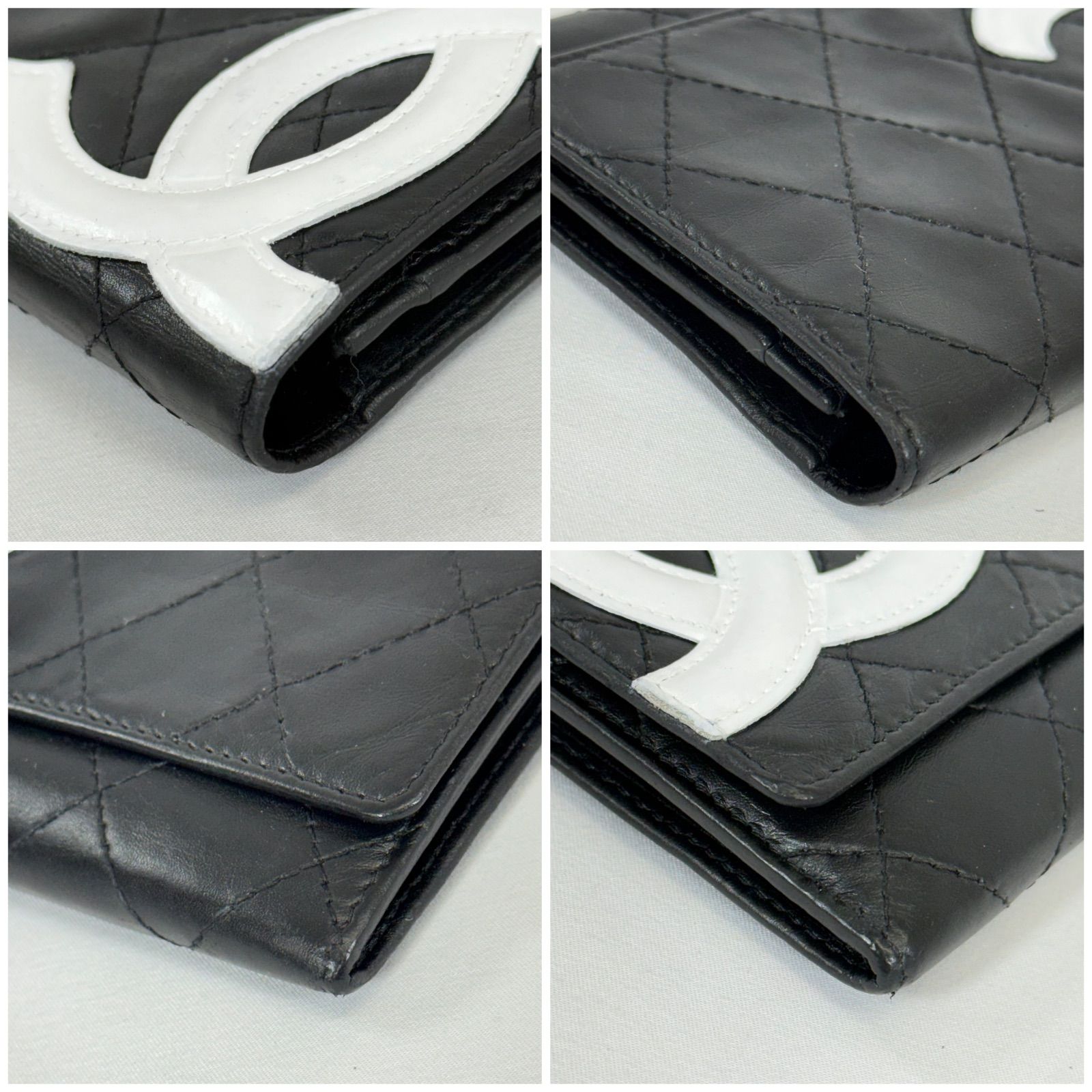 外観美品CHANELマトラッセ カンボンライン ラムスキン二つ折り財布 外観美品CHANELマトラッセ カンボンライン ラムスキン二つ折り財布