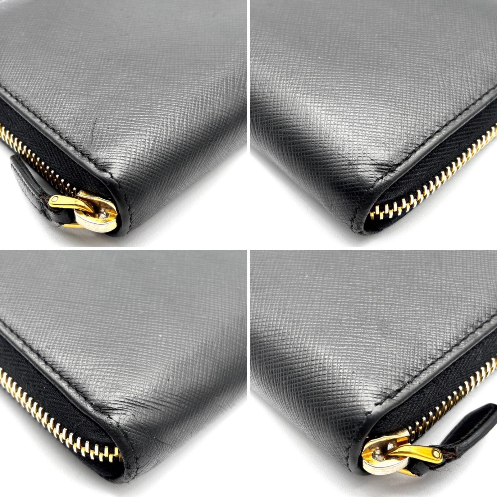 極美品 PRADA プラダ 長財布 三角ロゴ プレート ラウンドジップ