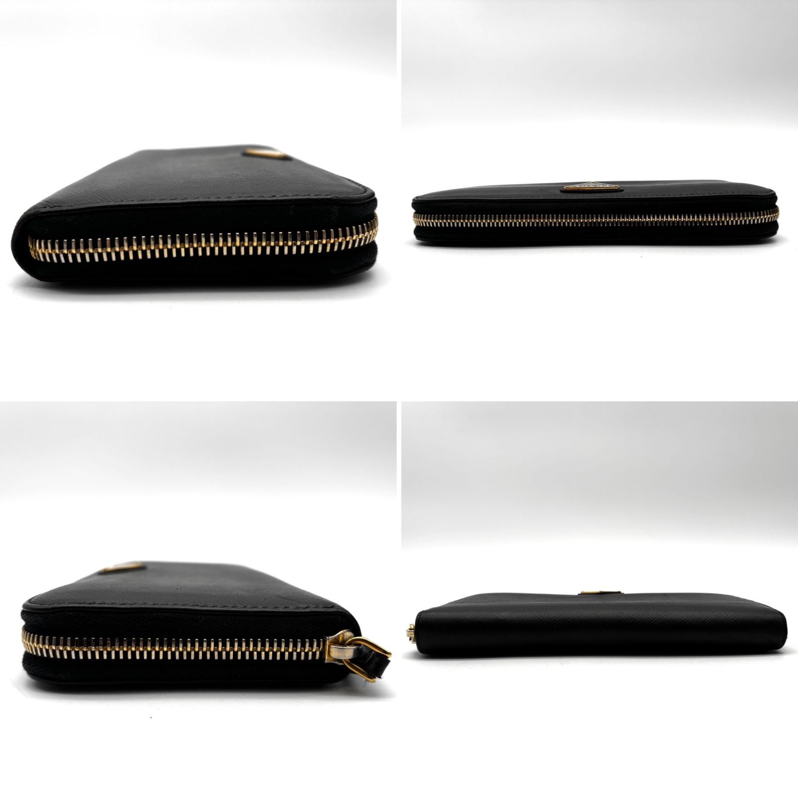 極美品 PRADA プラダ 長財布 三角ロゴ プレート ラウンドジップ