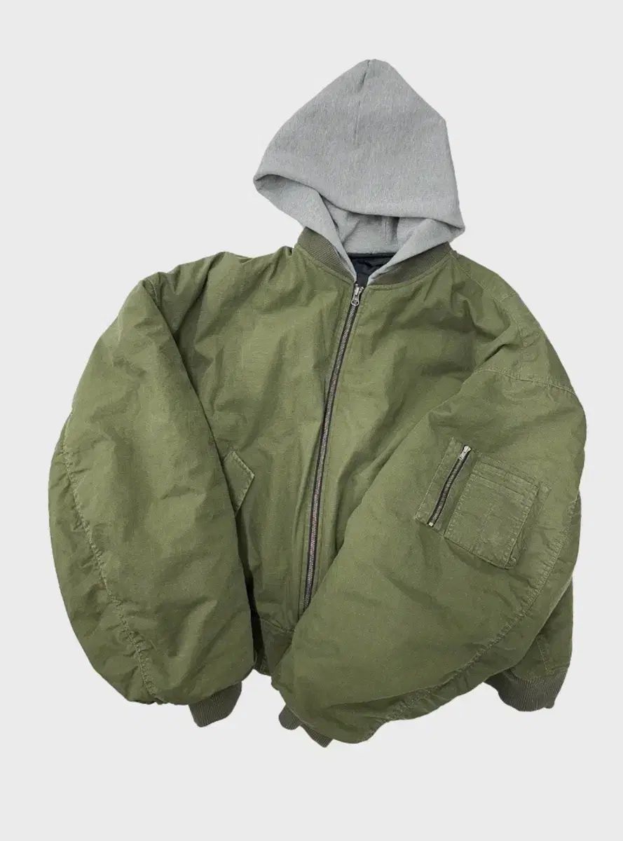 ノンノッド リップストップ WHO フード ブルゾン ヴィンテージ カーキ