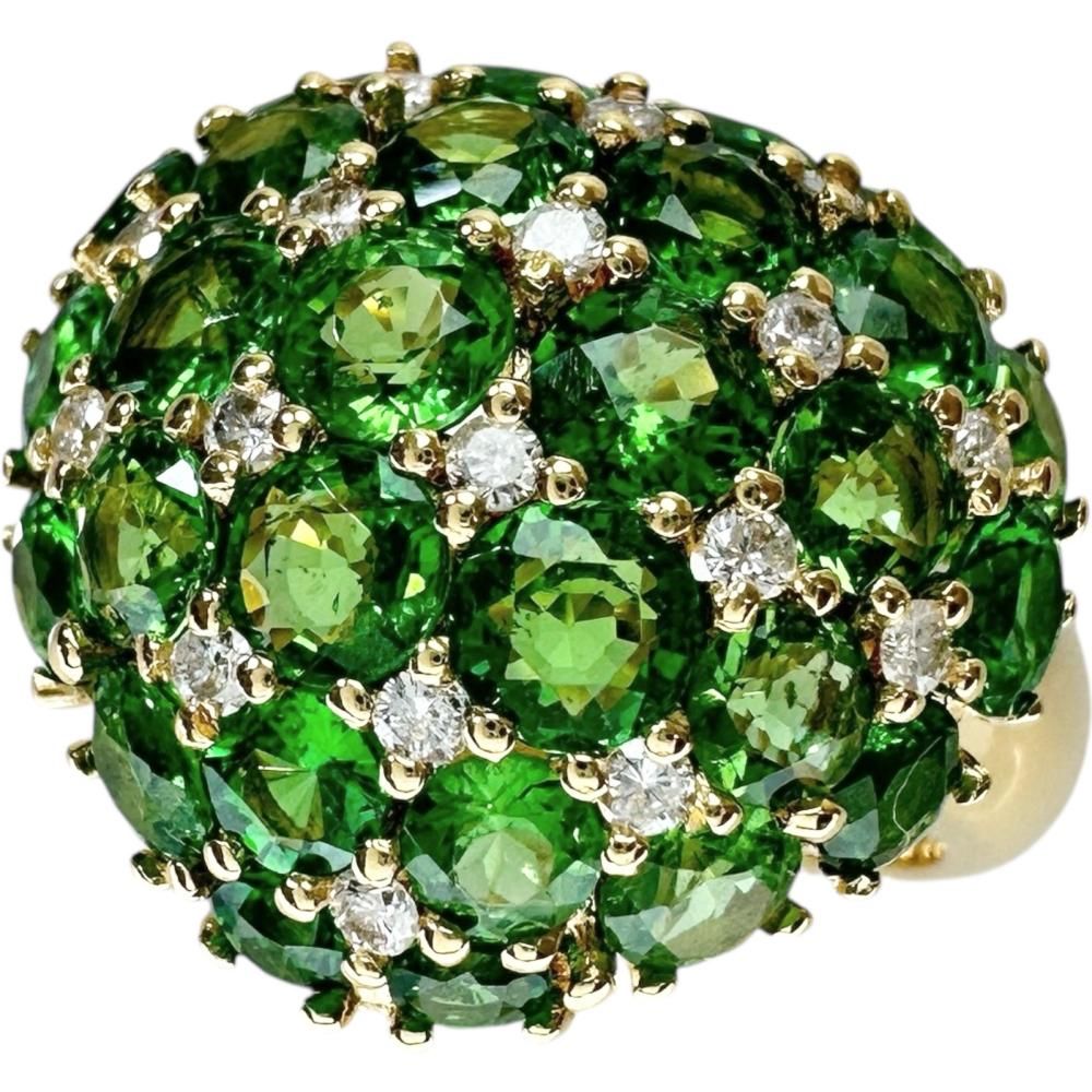 13号 グリーングロッシュラーガーネット 4.57 ct ダイヤモンド 0.19 リング 指輪 K 18ゴールド 18金 10.3 g レディース NN