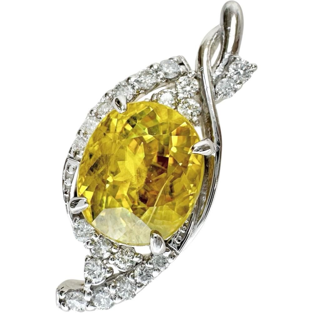 スフェーン 2.97 ct ダイヤモンド 0.23 ペンダントトップ Pt 900プラチナ 3.5 g レディース NN