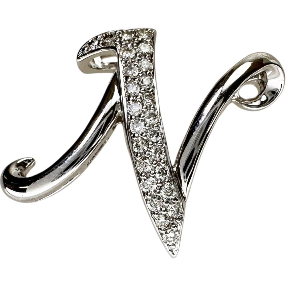 Nモチーフ ダイヤモンド 0.32 ct ペンダントトップ K 18 WGホワイトゴールド 18金 4.0 g レディース NN