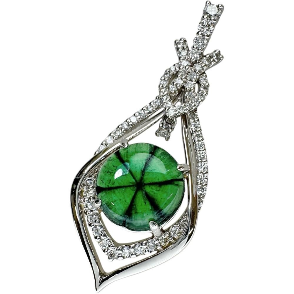 トラピッチェエメラルド 3.545 ct ダイヤモンド 0.67 ペンダントトップ Pt 900プラチナ 8.8 g レディース NN