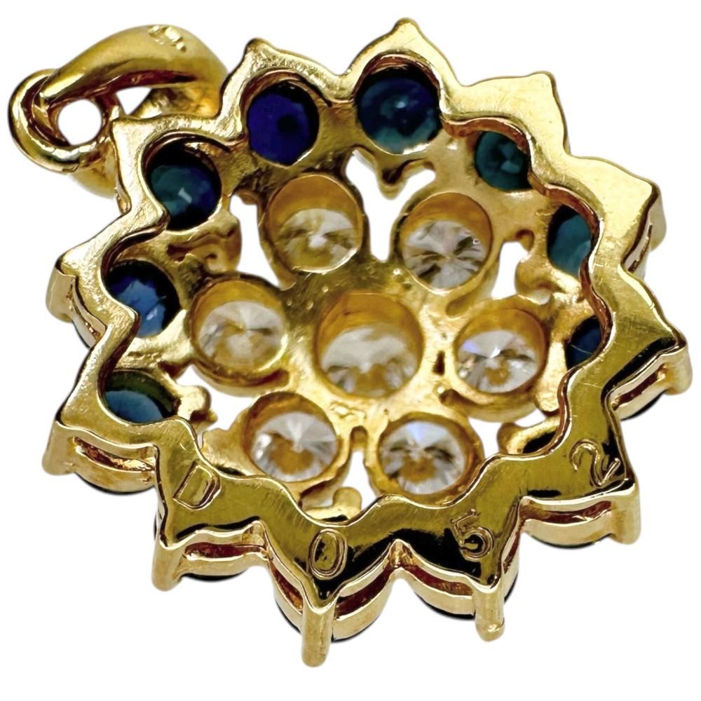 花/フラワーデザイン ダイヤモンド 0.52ct サファイア ペンダント