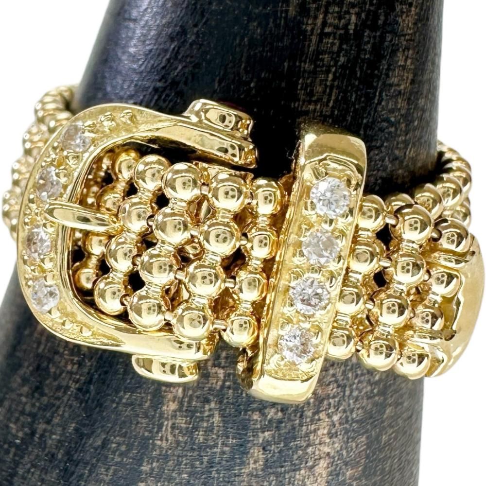 18号 ベルトモチーフ ダイヤモンド 0.08 ct ルビー 0.05 リング 指輪 K 18ゴールド 18金 4.9 g レディース NN