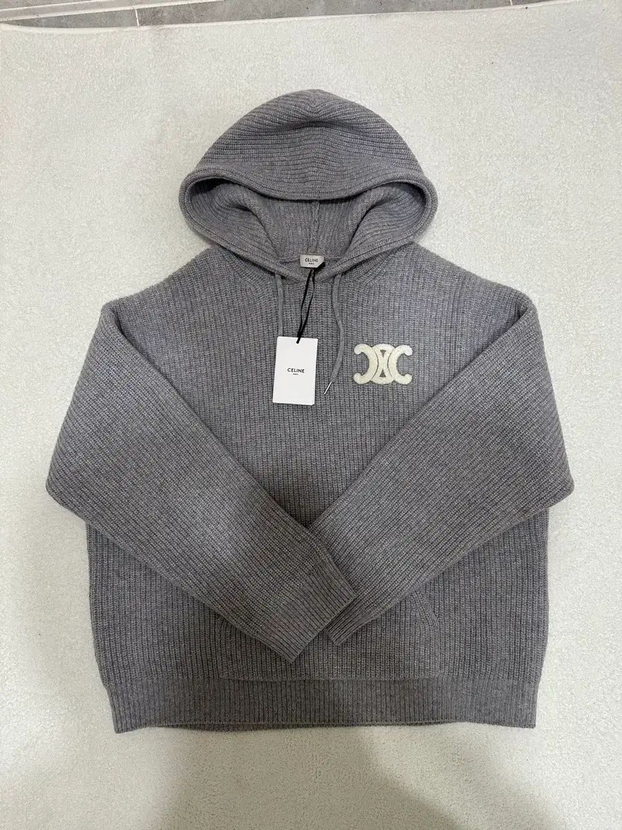 M|택 비닐 포함 セリーヌ トリオンフ リブド ウール ニット フーディー