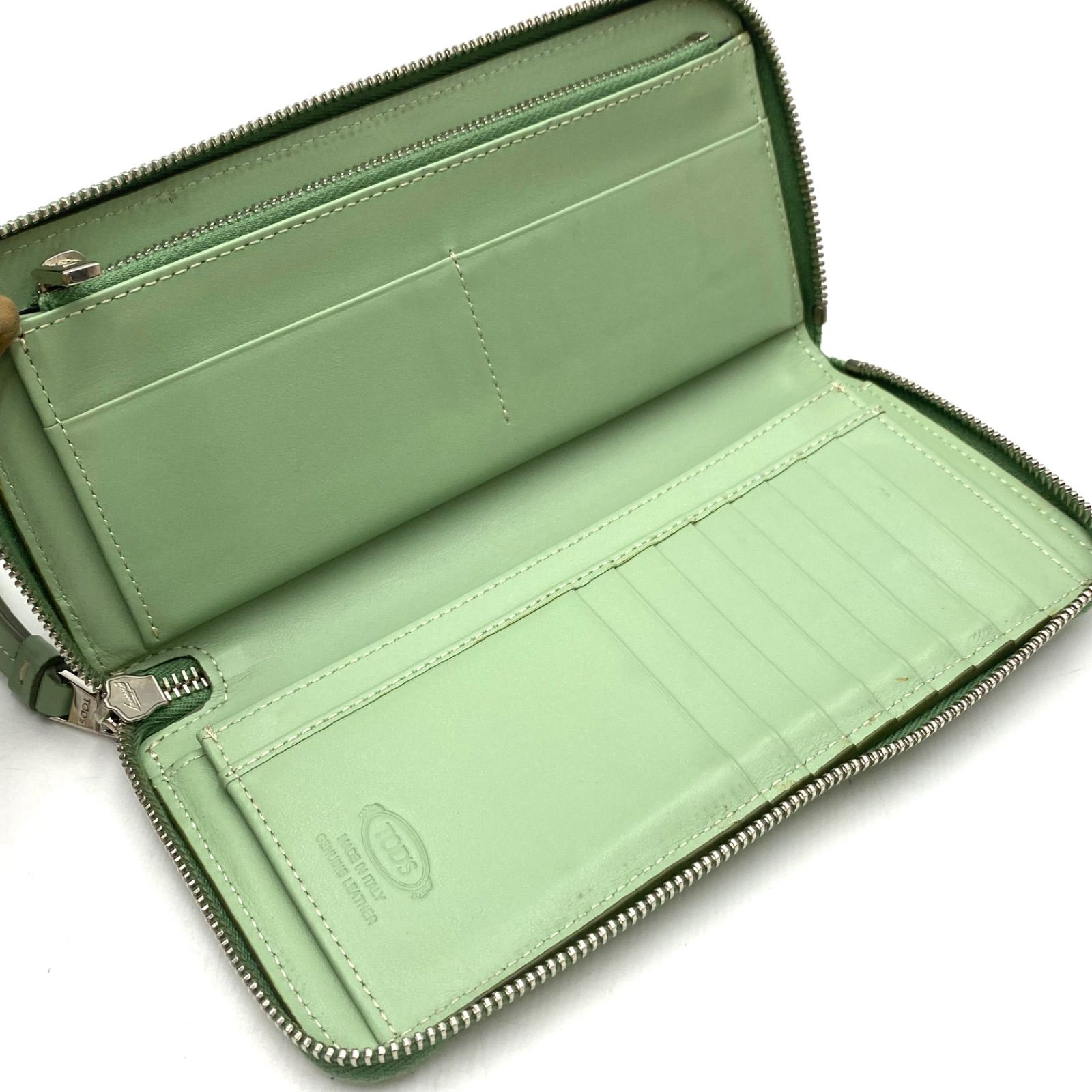 ロンハーマン×TOD'S 二つ折り財布 グリーン レザー フォールディング