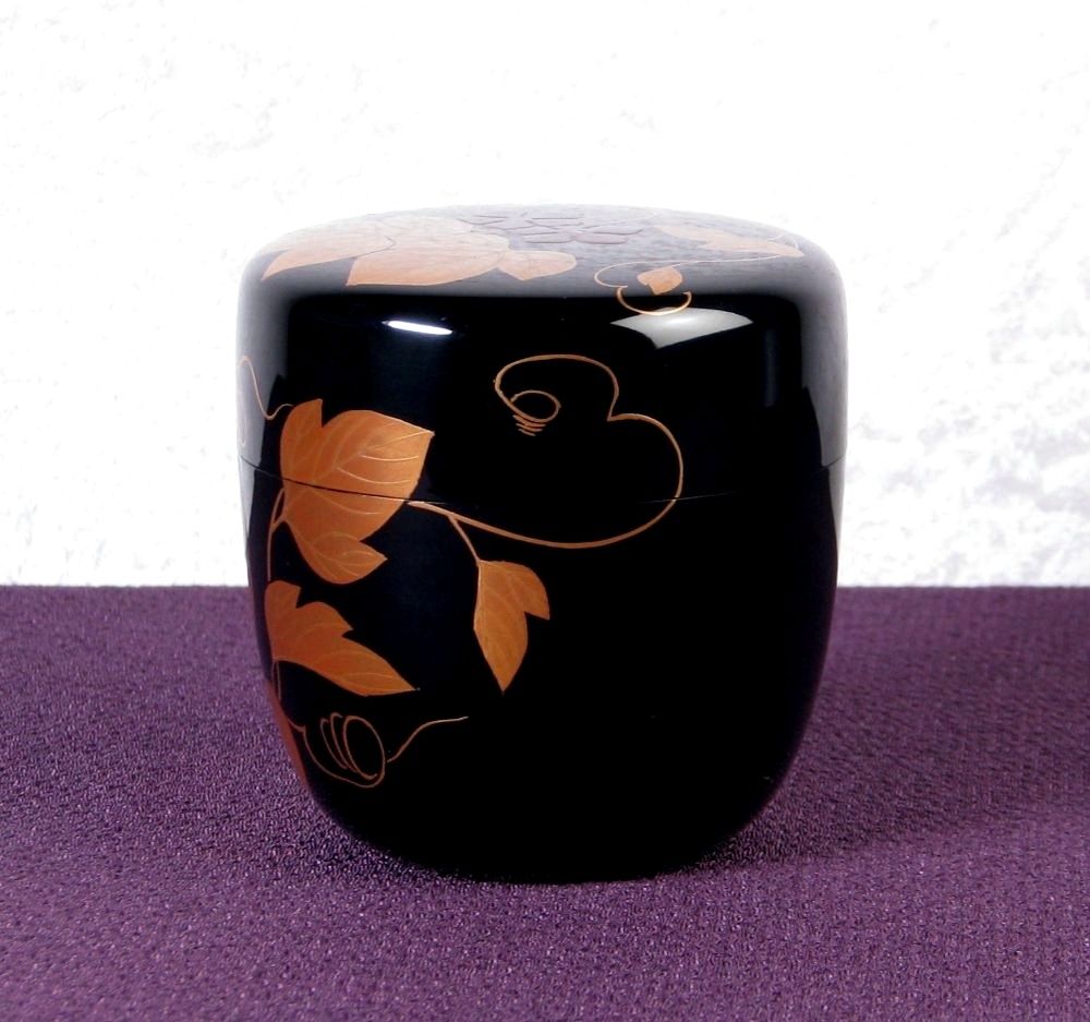 サンシャイン　山中塗　坂下雄峰作　扇面松竹梅蒔絵　大棗　共箱　V　5583 サンシャイン 山中塗 坂下雄峰作 扇面松竹梅蒔絵 大棗 共箱 V 5583