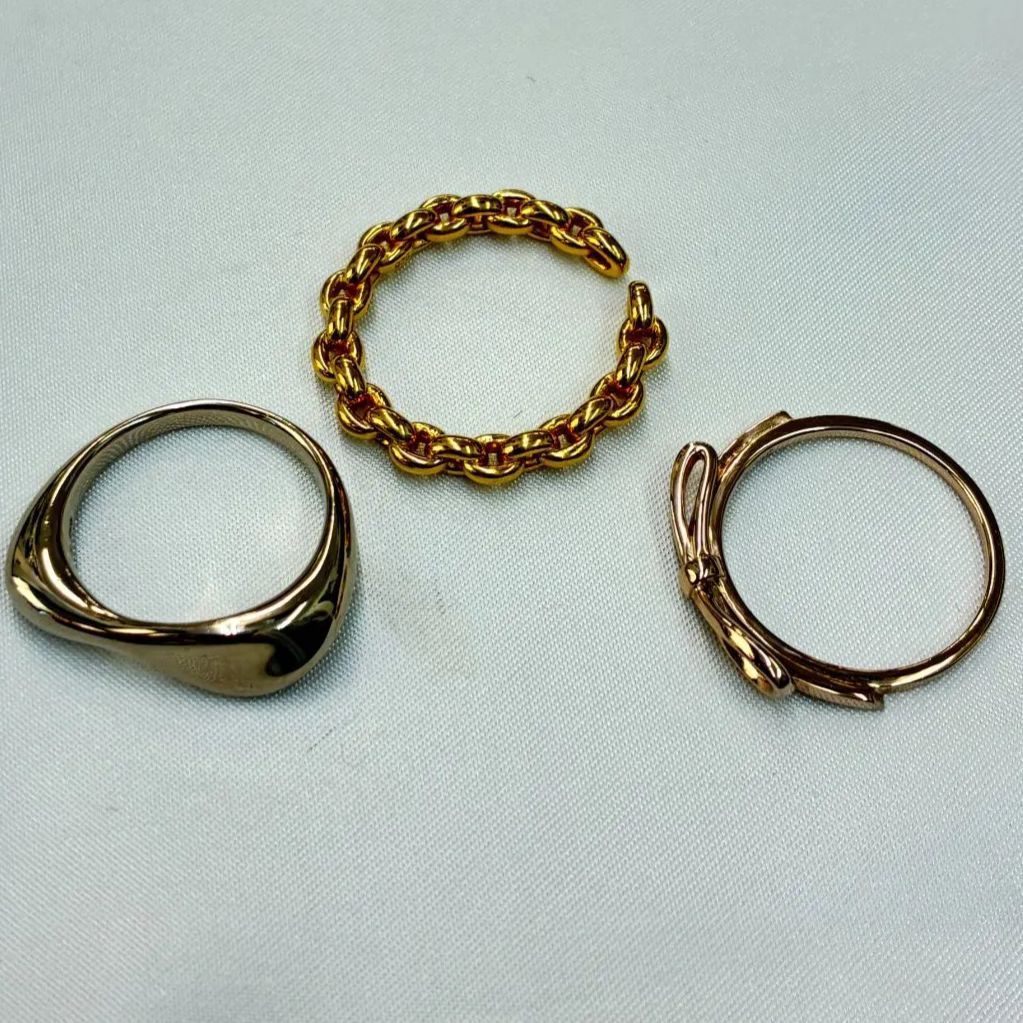 N 品 ete SV 925 シルバー リング レディース 3点セット おしゃれ ゴールド