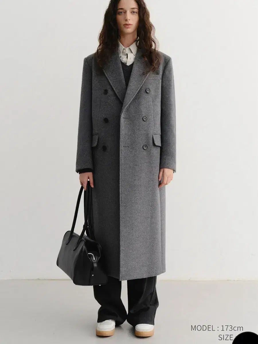 ダンスト ダブル ロングコート メランジュグレー