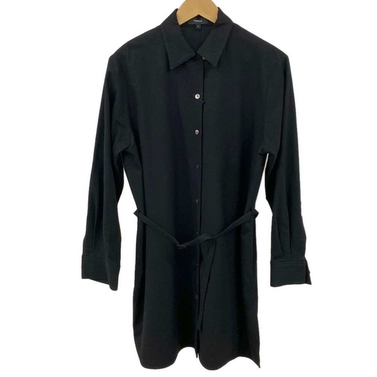 theory セオリー ワンピース サイズS レディース - 黒 レギュラーカラー|長袖|ひざ丈|シャツワンピ