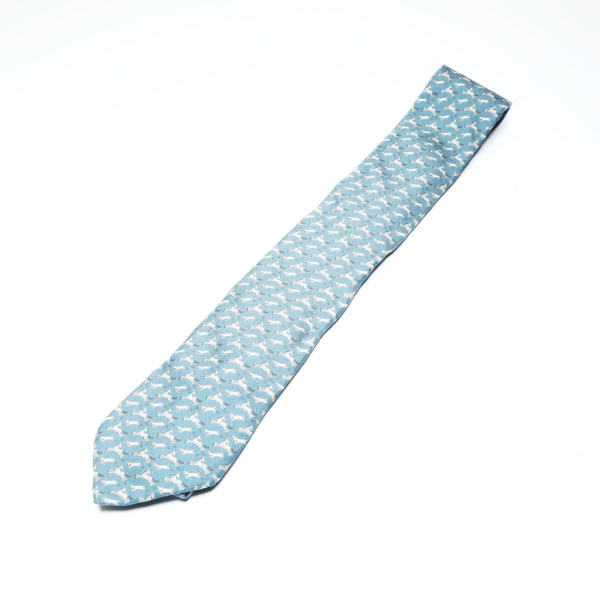 HERMES エルメス ネクタイ 馬 うさぎ プリント シルク