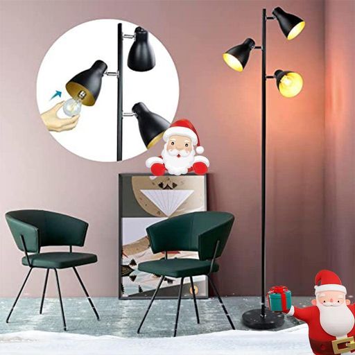 Depuley間接照明おしゃれスタンドフロアスタンド3灯スポットライトE 26おしゃれ北欧ブラックシンプルモダンインダストリアル角度調節フロアランプシェードカバーフットスイッチ常夜灯読…