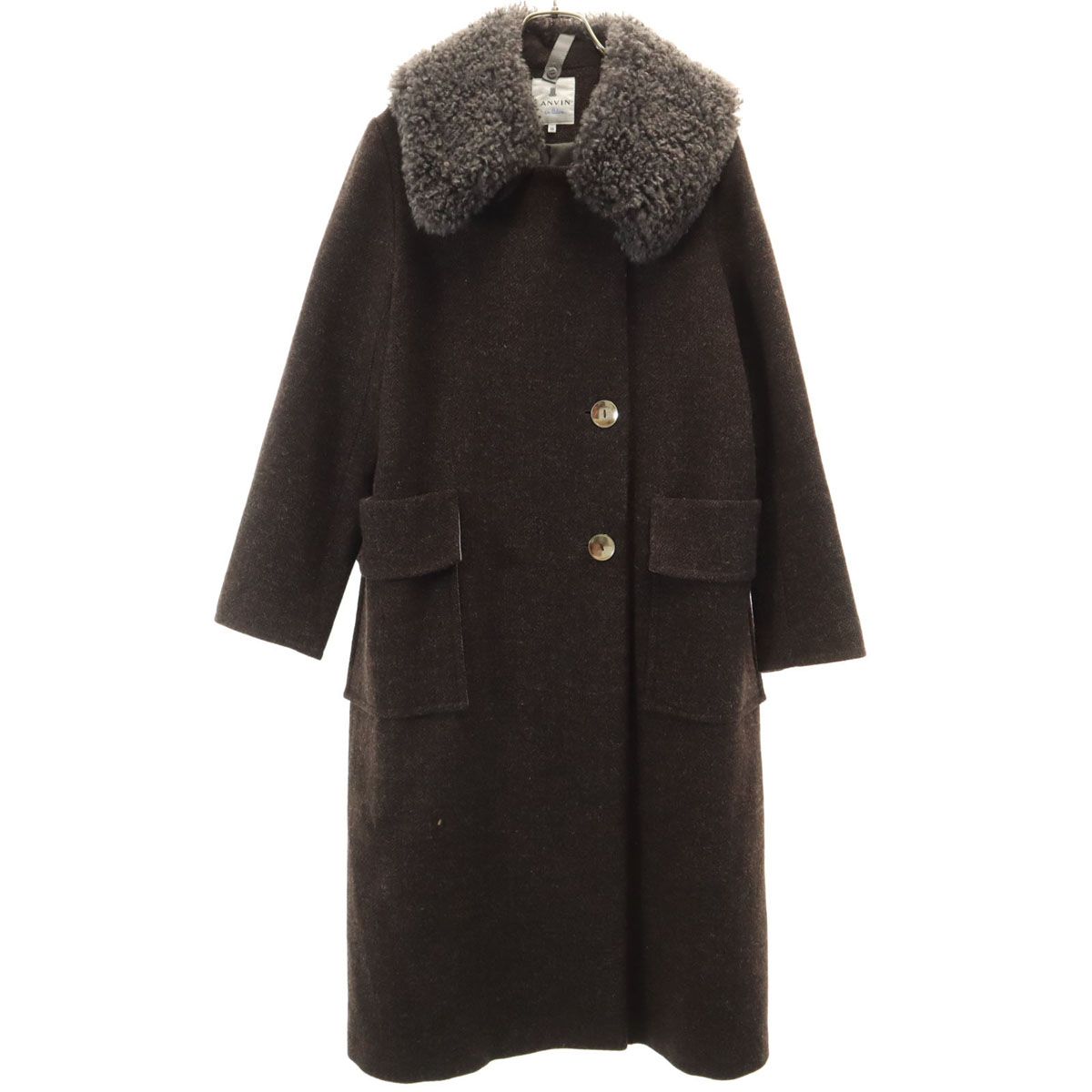 LANVIN en Bleu ランバンオンブルー ヘリンボーン ウールコート 38